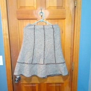 Ann Taylor The Loft silk wool blend brown skirt size 2p